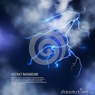 Thunderstorm with clouds and lightnings. Vector Vector Illustration