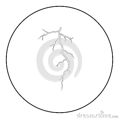 Thunderstorm crack icon black color in round circle Vector Illustration