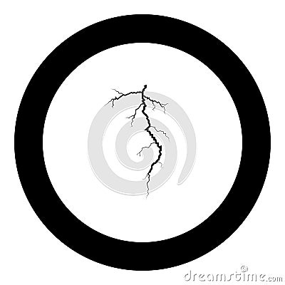 Thunderstorm crack icon black color in round circle Vector Illustration
