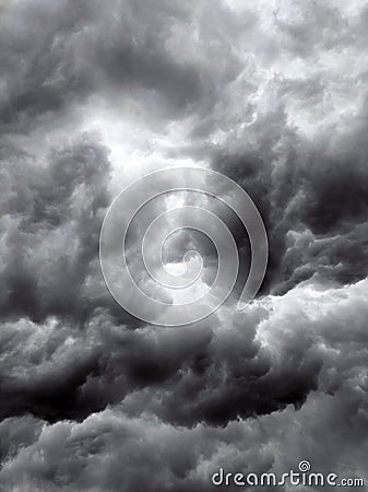 Thunderstorm dark blurred sky backdrop Stock Photo