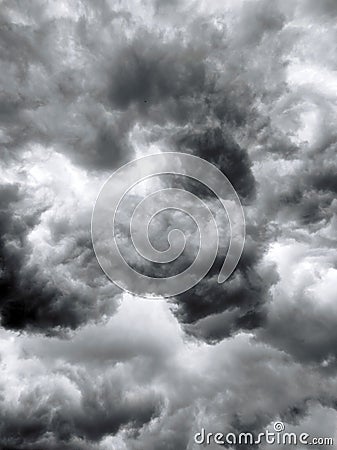 Thunderstorm dark clouds background Stock Photo