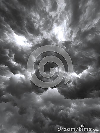 Thunderstorm dark clouds sky background Stock Photo