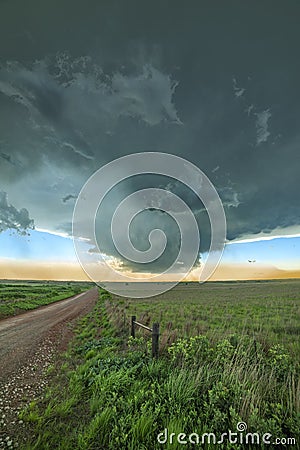 Thunderstorm forming in great plains Stock Photo