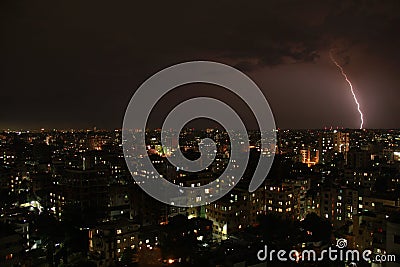 Thunderstorm & lightning on Dhaka Stock Photo