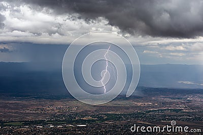 Thunderstorm and lightning strike over the Verde Valley Stock Photo