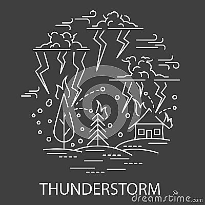 Thunderstorm Natural Disaster Vector Illustration