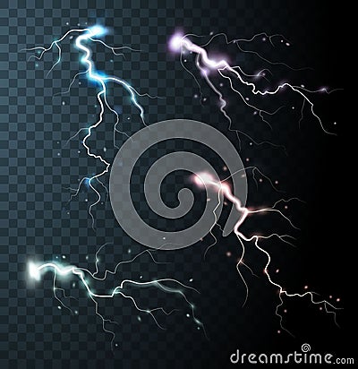 Thunderstorm Realistic Elements Vector Illustration