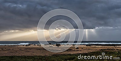 Thunderstorm rolling in over the Atlantic Ocean. Stock Photo