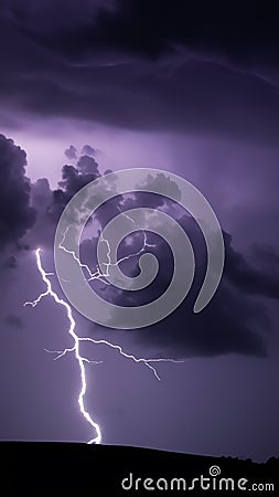 Thunderstruck: Electrifying Lightning in Dark Clouds Stock Photo