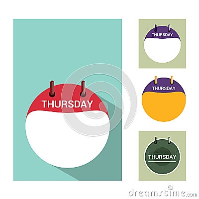 Thursday calendar flat design with color options Stock Photo