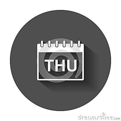 Thursday calendar page pictogram icon. Vector Illustration