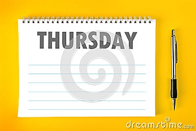 Thursday Calendar Schedule Blank Page Stock Photo