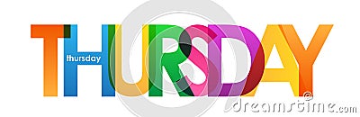 THURSDAY colorful overlapping letters banner Stock Photo
