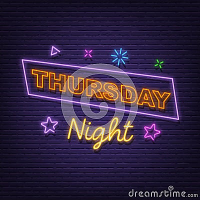 Thursday night neon signboard Stock Photo