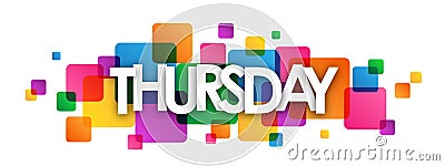 THURSDAY colorful overlapping squares banner Stock Photo