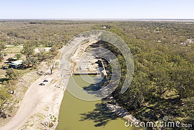 Thw Darling river at Bourke in drought conditions, Stock Photo