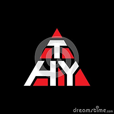 THY triangle letter logo design with triangle shape. THY triangle logo design monogram. THY triangle vector logo template with red Vector Illustration