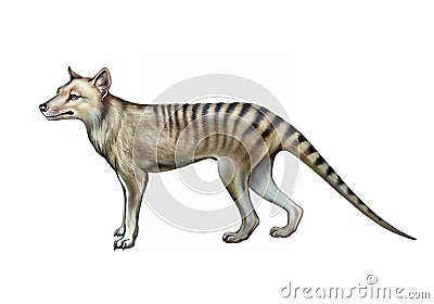 Thylacinus, marsupial wolf Cartoon Illustration