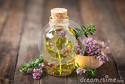 Thyme essential oil Stock Photo