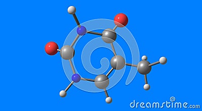 Thymine molecular structure isolated on blue Cartoon Illustration