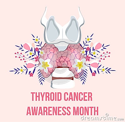 Thyroid cancer awareness month concept vector. Medical event is observed in September. Hypothyroidism concept vector for app, web Vector Illustration