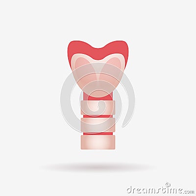 Thyroid gland with trachea and larynx endocrinology system or hormone secretion human internal organ anatomy healthcare Vector Illustration