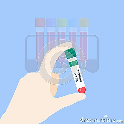 Thyroid panel test tubing Cartoon Illustration