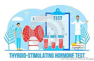 Thyroid-stimulating hormone test concept vector for medical website. Hypothyroidism concept vector. Endocrinologists Vector Illustration