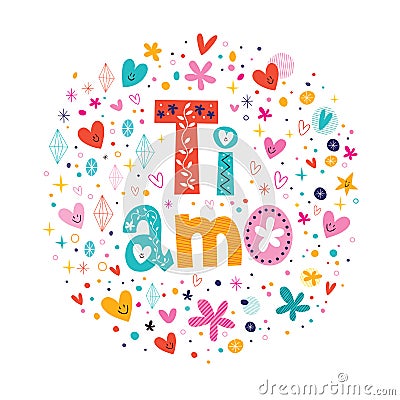 Ti amo I love you in Italian hand lettering romantic design Vector Illustration