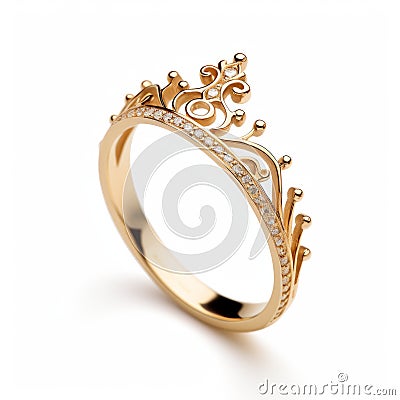 Minimalist Gold Tiara With Diamond Pieces - Romantic Charm And Pop-culture Infused Stock Photo