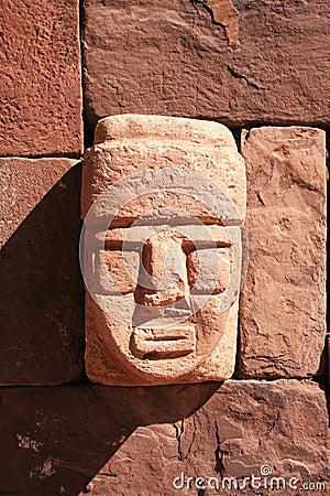 Tiahuanaco stone face Stock Photo