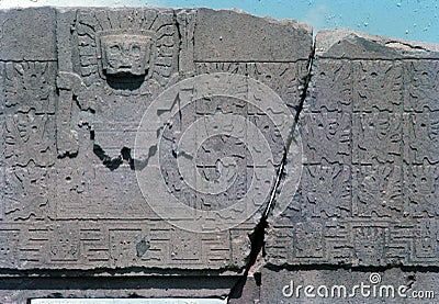 Puerta del Sol - Tiwanaku (Tiahuanaco), pre-Columbian archaeological site, Bolivia facade Stock Photo