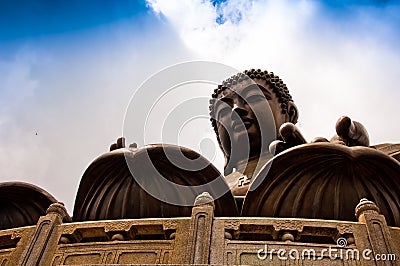 Tian Tan Giant Buddha overlooking with love Stock Photo