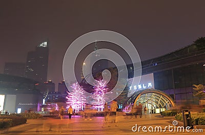 Tianhe Road night cityscape Guangzhou China Editorial Stock Photo