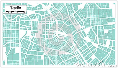 Tianjin China City Map in Retro Style. Outline Map Stock Photo