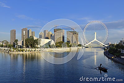 Tianjin City Landscape-Tianjin Eye Ferris wheel Editorial Stock Photo