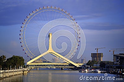 Tianjin City Landscape-Tianjin Eye Ferris wheel Editorial Stock Photo