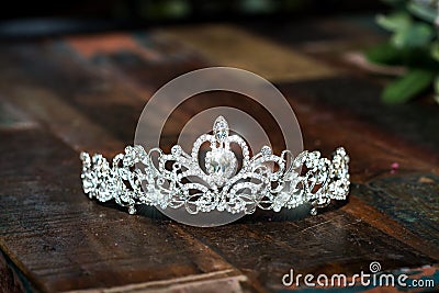 Tiara, diadem wedding crown. Luxury precious accessories Stock Photo