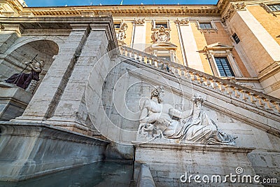Tiber statue by Michelangelo in Campidoglio square in Rome Stock Photo