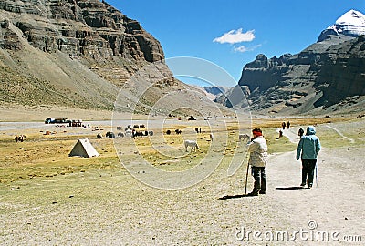 Tibet, beginning of kora. Stock Photo