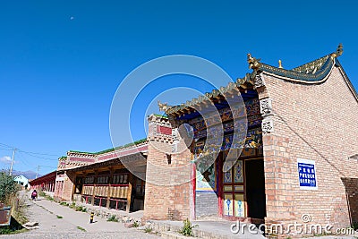 Tibetan Buddhist monastery Arou Da Temple in Qinghai China Editorial Stock Photo
