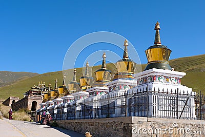 Tibetan Buddhist monastery Arou Da Temple in Qinghai China Editorial Stock Photo