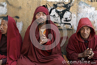 Kathmandu, Nepal, Tibetan Buddhist Monks Editorial Stock Photo