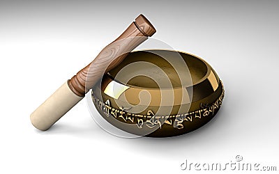 Tibetan buddhist singing bowl for meditation Stock Photo