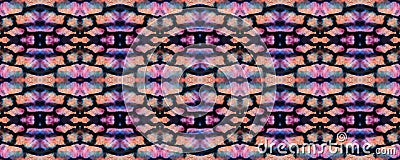 Tibetan Fabric. Black and Pink Snake Seamless Texture. Abstract Ikat Print. Repeat Tie Dye Ornament. Ikat Turkish Print. Tibetan Stock Photo