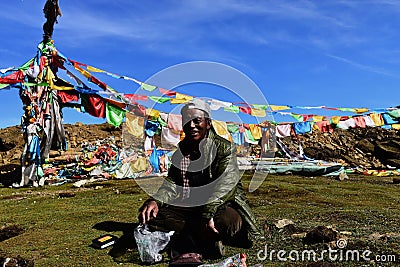 Tibetan Farmer Editorial Stock Photo