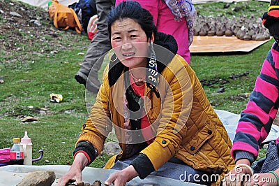 Tibetan Farmer Editorial Stock Photo