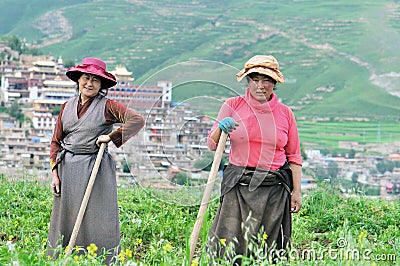 Tibetan farmers Editorial Stock Photo