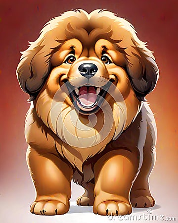 Tibetan Mastiff puppy dog cartoon character Cartoon Illustration