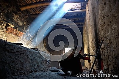 A tibetan monastry kitchen Stock Photo